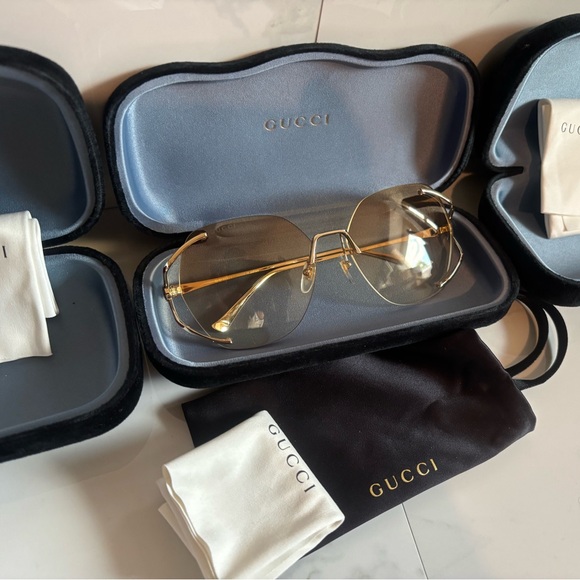 Gucci 💅 Brown Gradient Gold GG Lens 59 15 130 Women's Sunglasses GG0651S 005 NEW - Picture 12 of 16